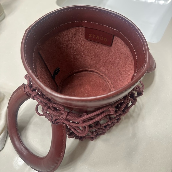 STAUD Moreau Burgundy Mini Bucket Bag - Picture 3 of 7